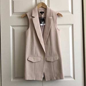 NWT Topshop blush beige long blazer vest